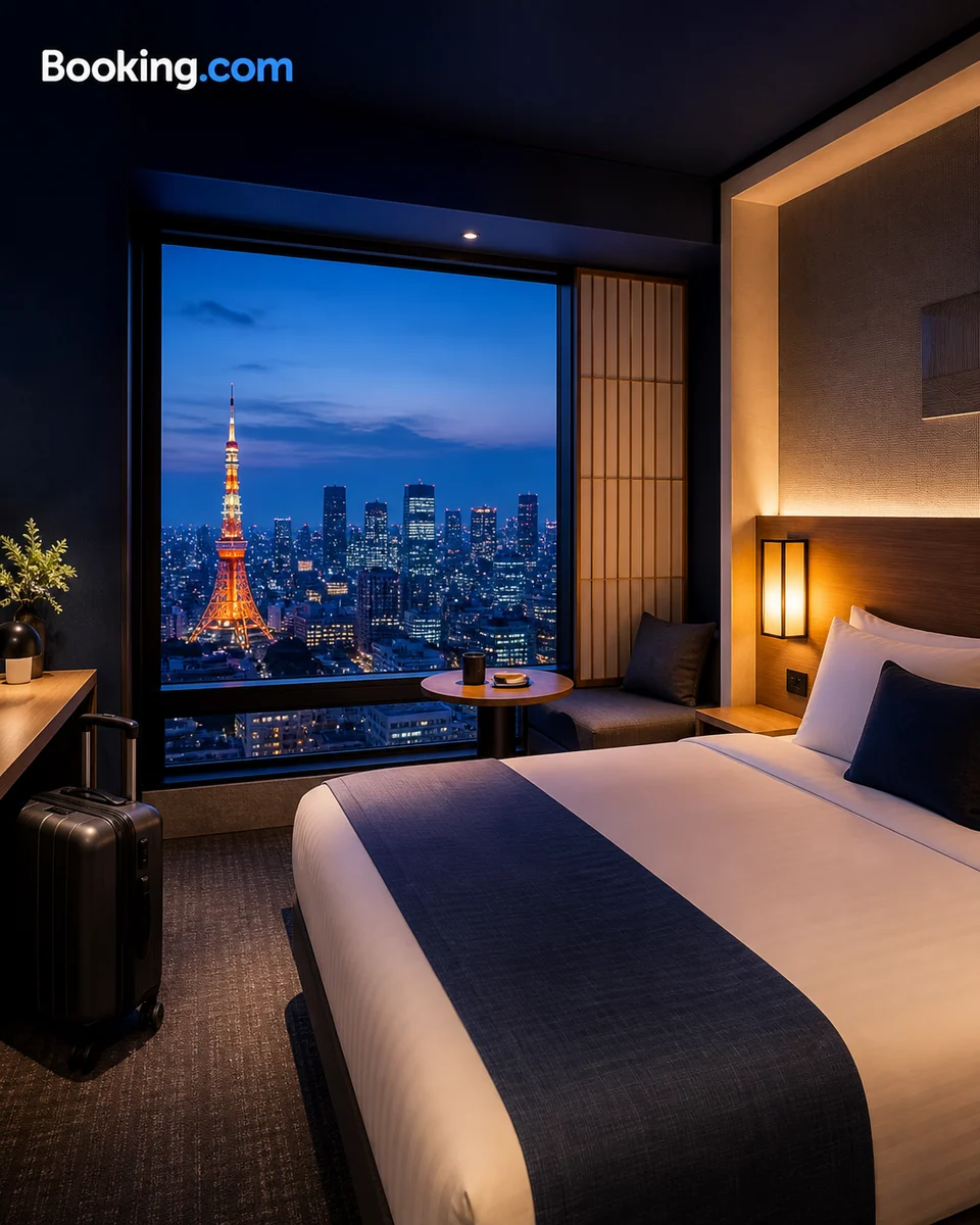 도쿄 야경이 보이는 Booking.com 일본 호텔 객실