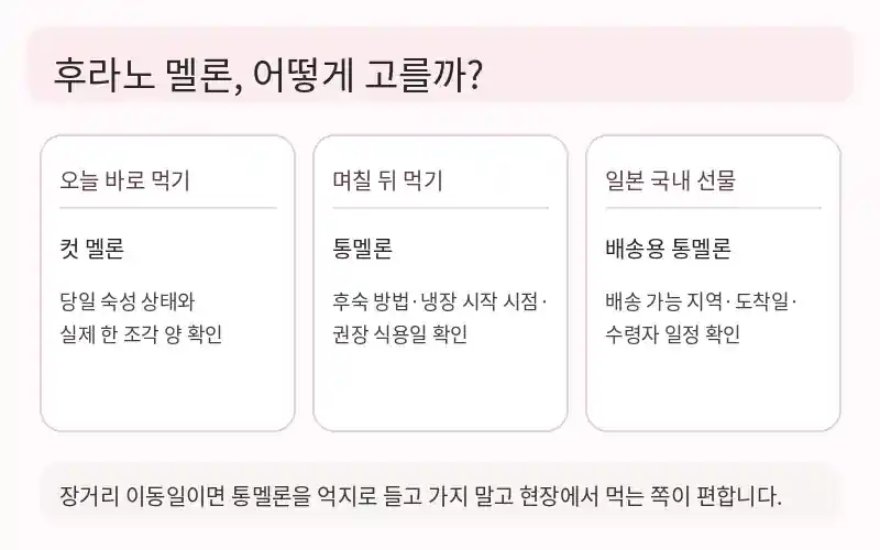 후라노 멜론 현장 시식·후숙·일본 국내 배송 선택 기준